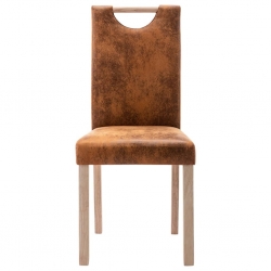 Krzesła stołowe, 2 szt., brązowe, sztuczna skóra zamszowa