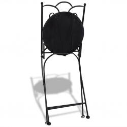 Składane krzesła bistro, 2 szt., ceramiczne, czarno-białe