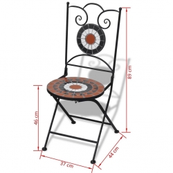 Składane krzesła bistro, 2 szt., ceramiczne, terakota i biel