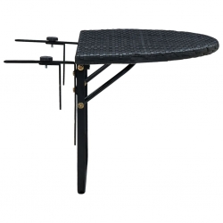 Stolik balkonowy, 60x60x32 cm, czarny, rattan PE