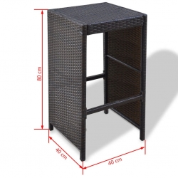 7-cz. zestaw barowy do ogrodu z poduszkami, rattan PE, brązowy