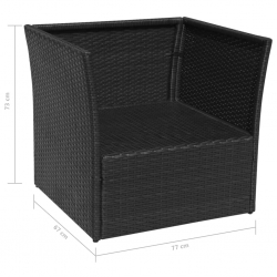Krzesło ogrodowe z podnóżkiem, polirattan, czarny