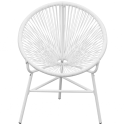 Owalne krzesło ogrodowe, polirattan, białe