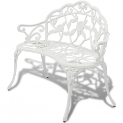 Ławka ogrodowa, 100 cm, odlewane aluminium, biała