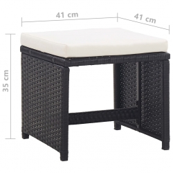 5-cz. zestaw mebli ogrodowych z poduszkami, rattan PE, czarny