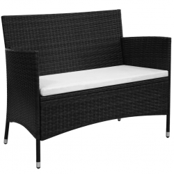 Ławka ogrodowa, 100 cm, polirattan, czarna