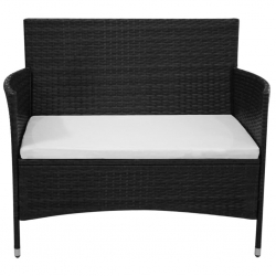 Ławka ogrodowa, 100 cm, polirattan, czarna