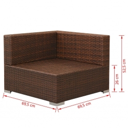 3-cz. zestaw wypoczynkowy do ogrodu, poduszki, rattan PE, brąz