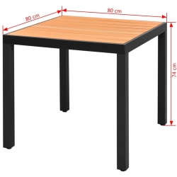 Stół ogrodowy, brązowy, 80x80x74 cm, aluminium i WPC