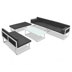5-cz. zestaw mebli do ogrodu, textilene, aluminium, czarny