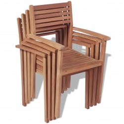 Krzesła ogrodowe sztaplowane, 4 szt., lite drewno tekowe