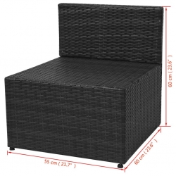 5-cz. zestaw mebli do ogrodu, poduszki, rattan PE, czarny