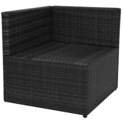 5-cz. zestaw mebli do ogrodu, poduszki, rattan PE, czarny