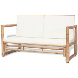 2-osobowa sofa ogrodowa z poduszkami, bambus