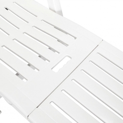 Leżak z podnóżkiem, plastik, biały