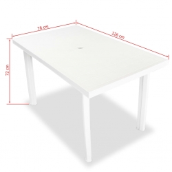 Stół ogrodowy, biały, 126 x 76 x 72 cm, plastikowy