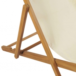 Leżak, drewno tekowe, 56 x 105 x 96 cm, kremowy