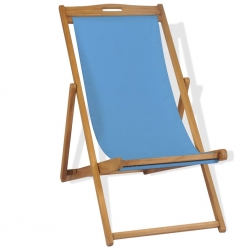 Leżak, drewno tekowe, 56 x 105 x 96 cm, niebieski