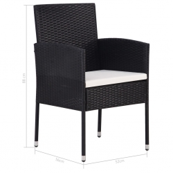 9-cz. zestaw mebli ogrodowych z poduszkami, rattan PE, czarny