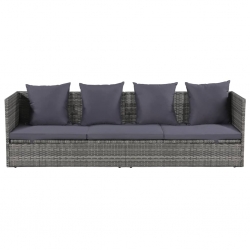Leżanka ogrodowa, szara, 200 x 60 cm, rattan PE