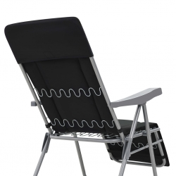 Składane krzesła ogrodowe z poduszkami, 2 szt., czarne