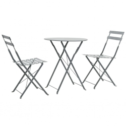 3-cz. zestaw mebli bistro, stal, szary
