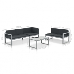 3-częściowy zestaw wypoczynkowy do ogrodu, aluminium, czarny