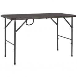 Składany stół ogrodowy, brązowy, 120x60x74 cm, HDPE