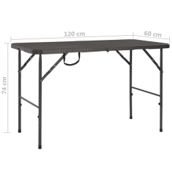 Składany stół ogrodowy, brązowy, 120x60x74 cm, HDPE