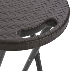 Składane stołki, 2 szt., HDPE i stal, brązowe, rattanowy wygląd
