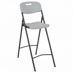 Składane krzesła barowe, 2 szt., HDPE i stal, białe