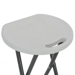 Składane stołki barowe, 2 szt., HDPE i stal, białe