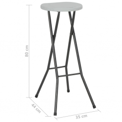 Składane stołki barowe, 2 szt., HDPE i stal, białe