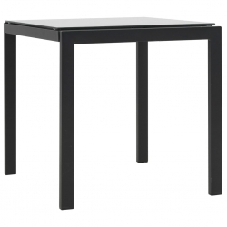 Leżaki ze stolikiem, 2 szt., polirattan i textilene, czarne