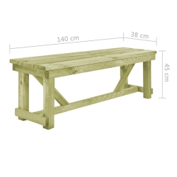 Ławka ogrodowa, 140 cm, impregnowane drewno sosnowe