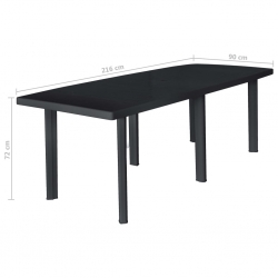 Stół ogrodowy, antracytowy, plastik, 216 x 90 x 72 cm