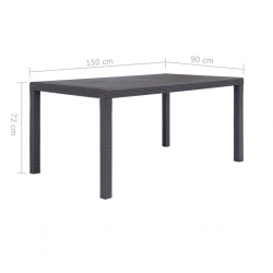 Stół ogrodowy, 150x90x72 cm, plastikowy, brązowy