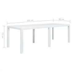 Stół ogrodowy, 220x90x72 cm, plastikowy, biały