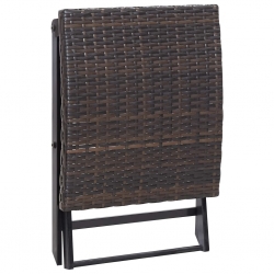 Składany stołek, rattan PE, brąz