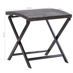 Składany stołek, rattan PE, brąz