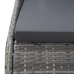 Leżanka ogrodowa, szara, 200 x 139 cm, rattan PE