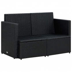 2-osobowa sofa ogrodowa z poduszkami, czarna, polirattan