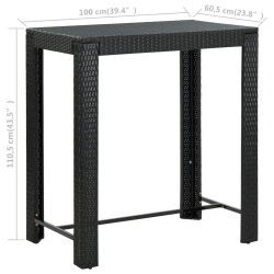 Ogrodowy stolik barowy, czarny, 100x60,5x110,5 cm, polirattan