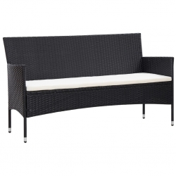 5-częściowy zestaw mebli do ogrodu, poduszki, rattan PE, czarny