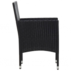 5-częściowy zestaw mebli do ogrodu, poduszki, rattan PE, czarny