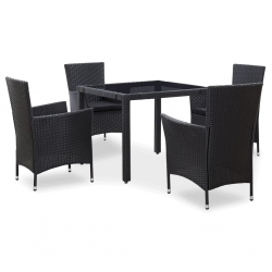 5-cz. zestaw mebli ogrodowych, rattan PE, czarny