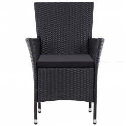 5-cz. zestaw mebli ogrodowych, rattan PE, czarny