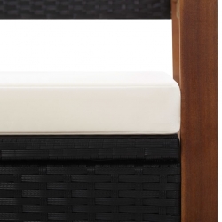 Ławka ze schowkiem, 110 cm, rattan PE i drewno akacjowe, czarna