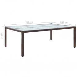 Stół ogrodowy, brązowy, 200x150x74 cm, polirattan