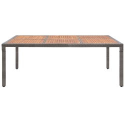 Stół ogrodowy, szary, 200x150x74 cm, rattan PE i drewno akacji